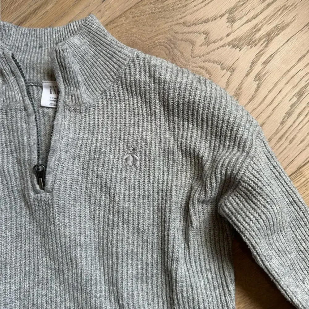 GAP Ribbed Turtleneck Sweater Gray 3T